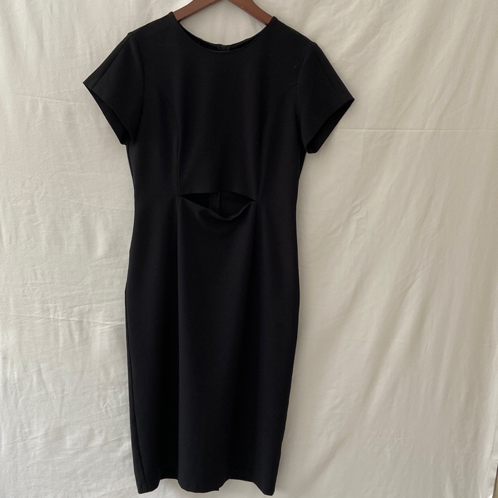 BABATON Black Dress with Mid Rift Slit Midi Length size 8